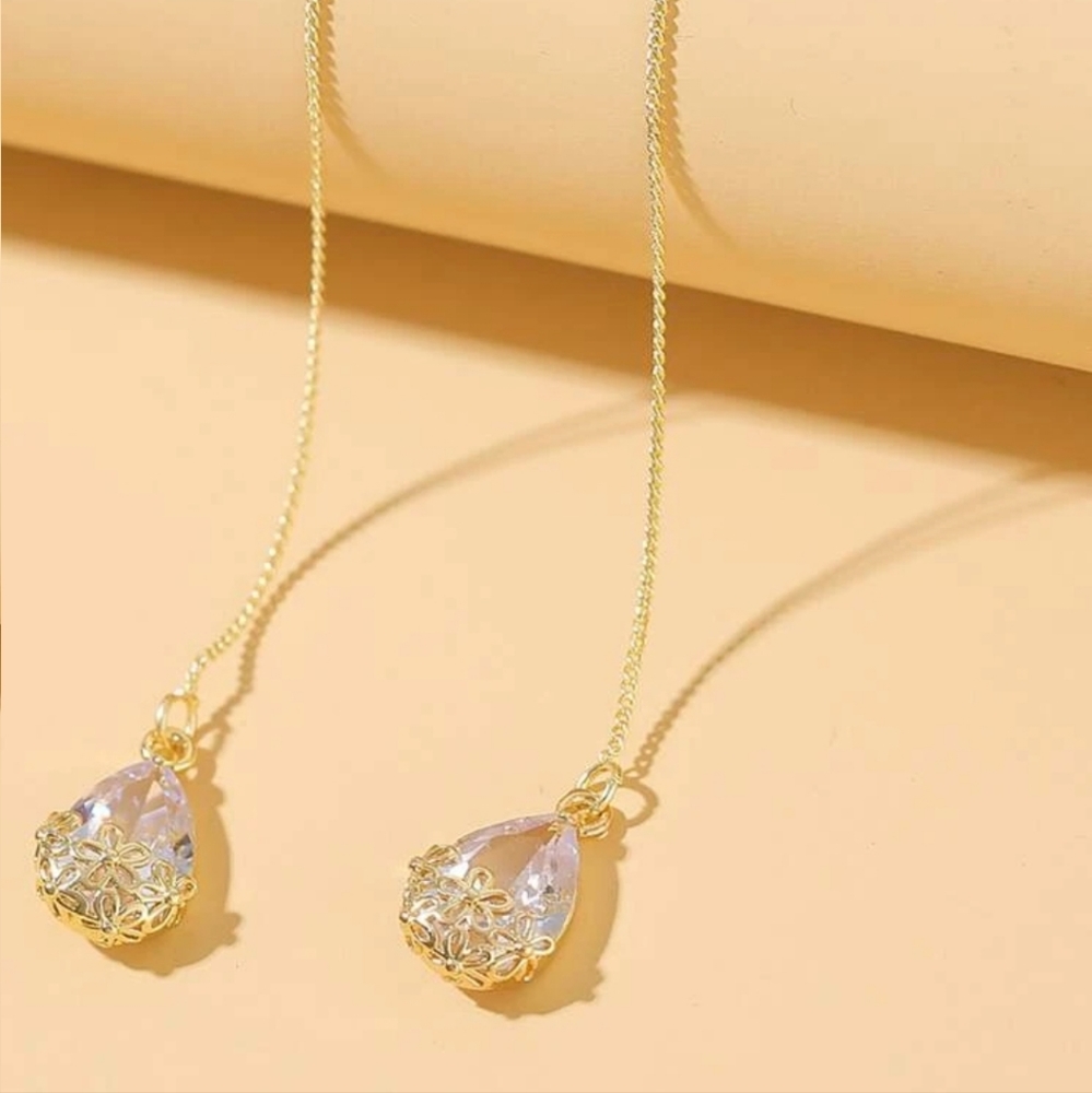 Elegant Gold and Purple Teardrop Earrings
